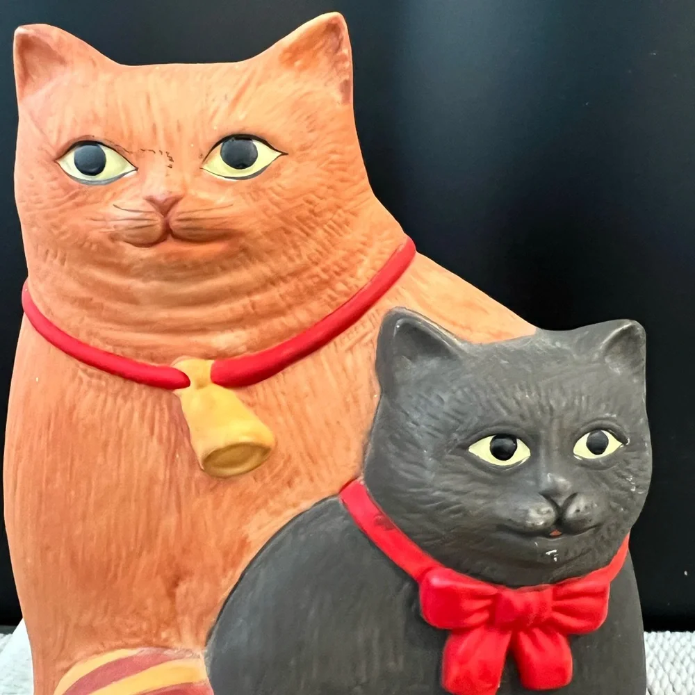Vintage Dept 56 Charming Cat Figurine Set - Orange and Black